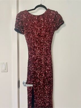 Natasha Dress the population red Sequin Split-Hem Pencil dress